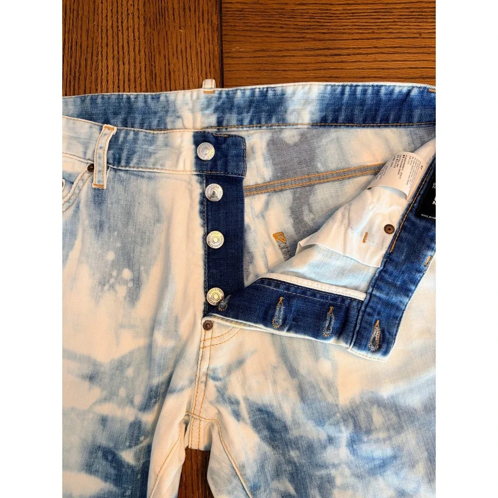 DSQUARED2 Cool Guy Jeans 52 Blue White Tie Dye Denim Made Italy Mens W36